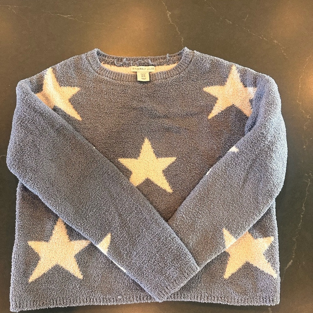 Carter's Blue and Cream Crew Neck Star Sweater